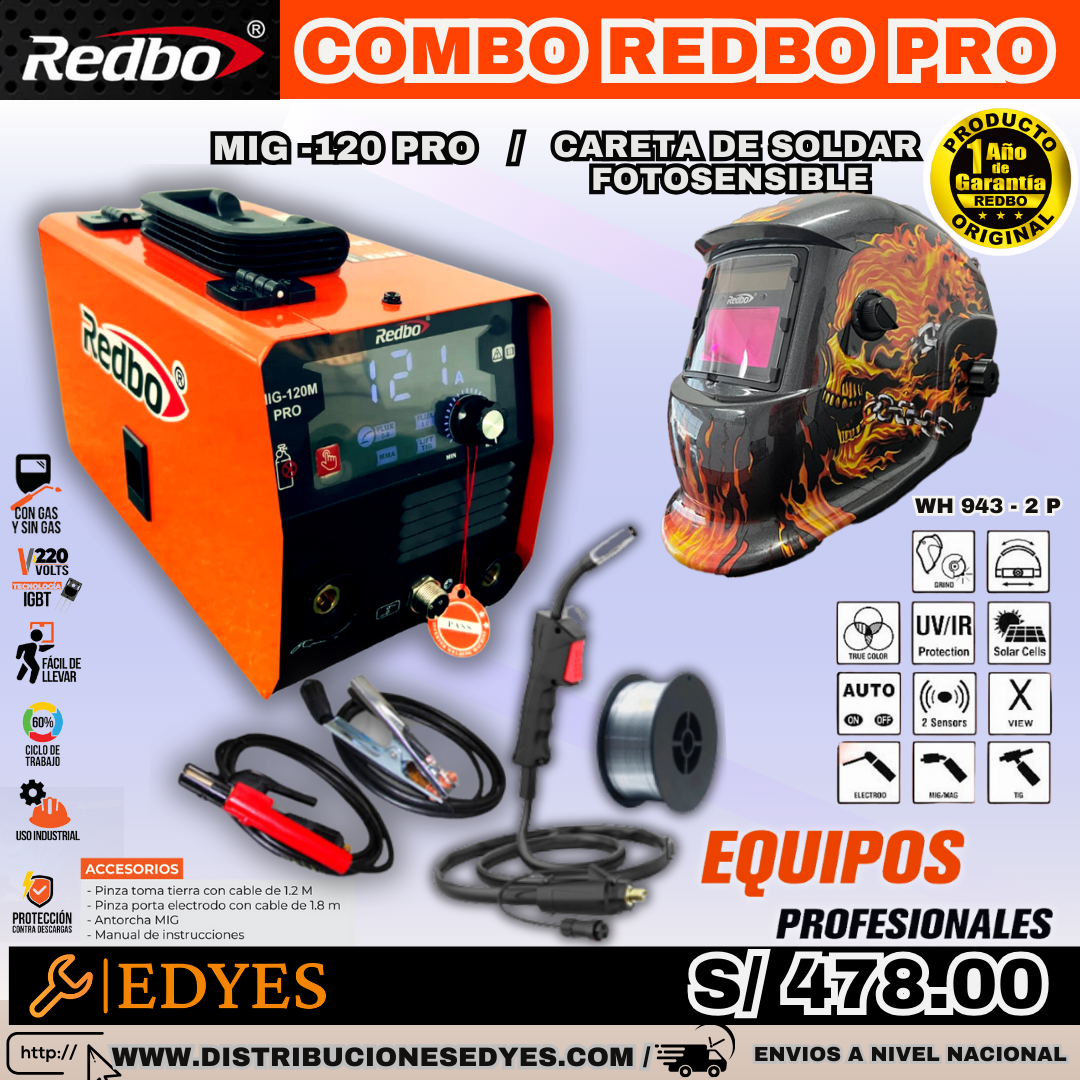 MIG 120 PR/CARETA FOTOSENSIBLE REDBO PRO