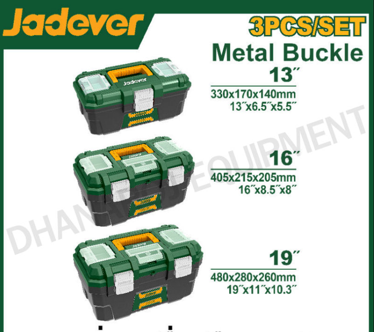 Juego de caja de herramientas de plástico JADEVER 3 piezas (13 pulgadas + 16 pulgadas + 19 pulgadas) modelo JDTB4103