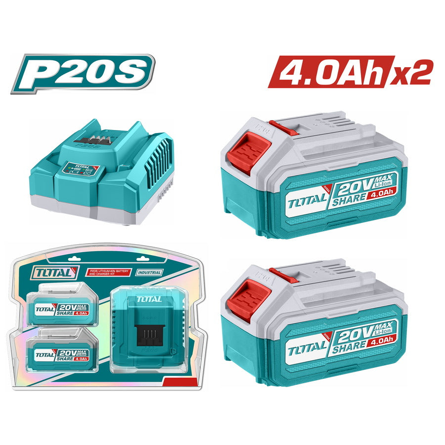 COMBO BATERIA 2 X 4.0AH LI-ION + CARGADOR 20V P20S INDUSTRIAL TFBCPK1424