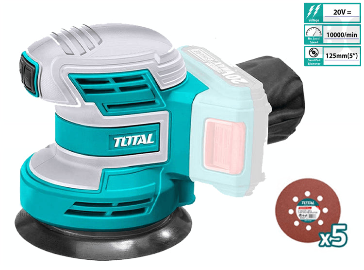 Lijadora Roto Orbital Total 20V Inalámbrica TROSLI2001