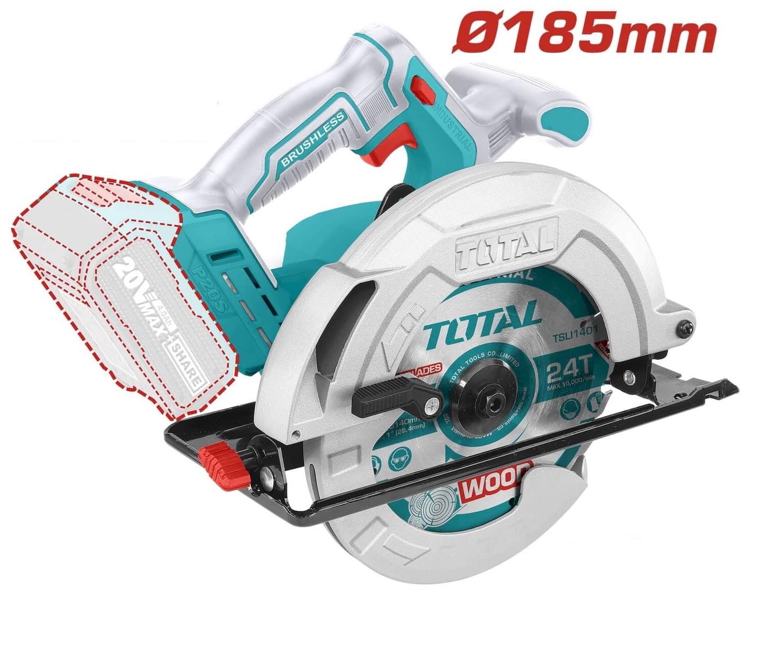 SIERRA CIRCULAR LI-ION INALÁMBRICA 20V 4800RPM 185MM 7 1/4" BL MOTOR 1X4.0AH INDUSTRIAL - TSLI18511