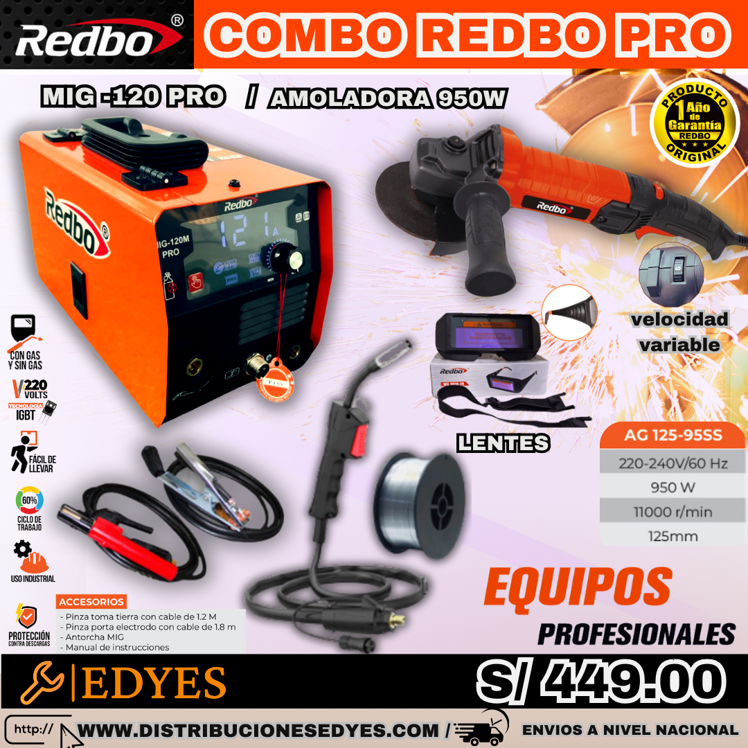 MIG 120/ESMERIL ANGULAR 950W/LENTES-REDBO