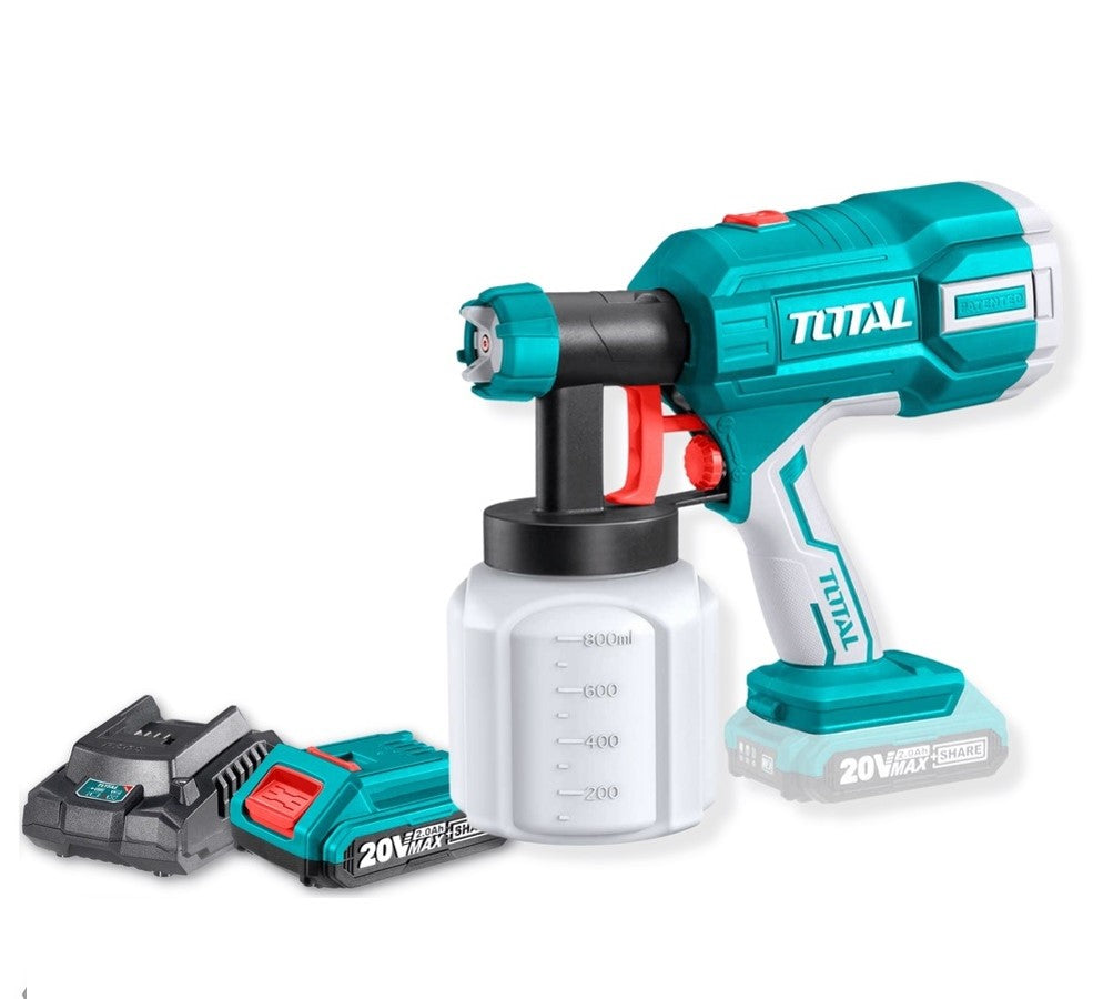 PISTOLA PARA PINTAR 20V 0.2BAR 6000ML/MIN + BATERÍA 2.0AH