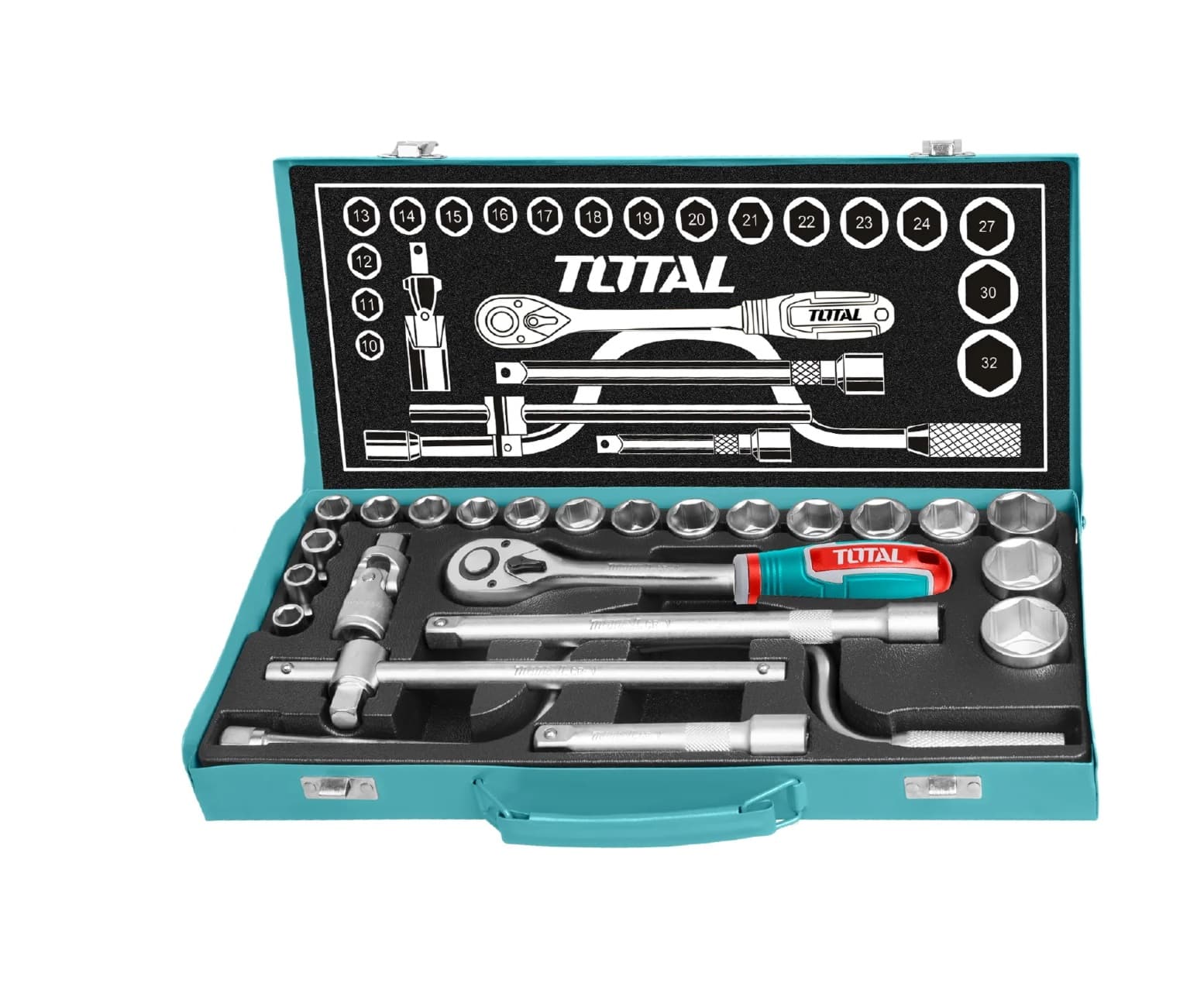 SET DE HERRAMIENTAS RATCHET Y DADOS 1/2″ 24 PIEZAS EN MALETÍN