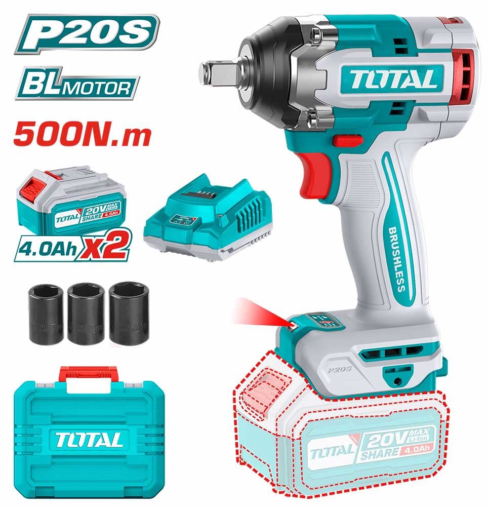 LLAVE DE IMPACTO 1/2" 20V 500NM BRUSHLESS TOTAL TIWLI2050
