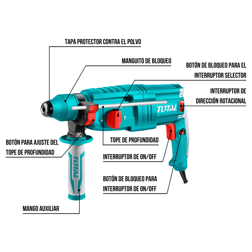 Rotomartillo SDS Plus 800w 2.5 Joules Total TH308268