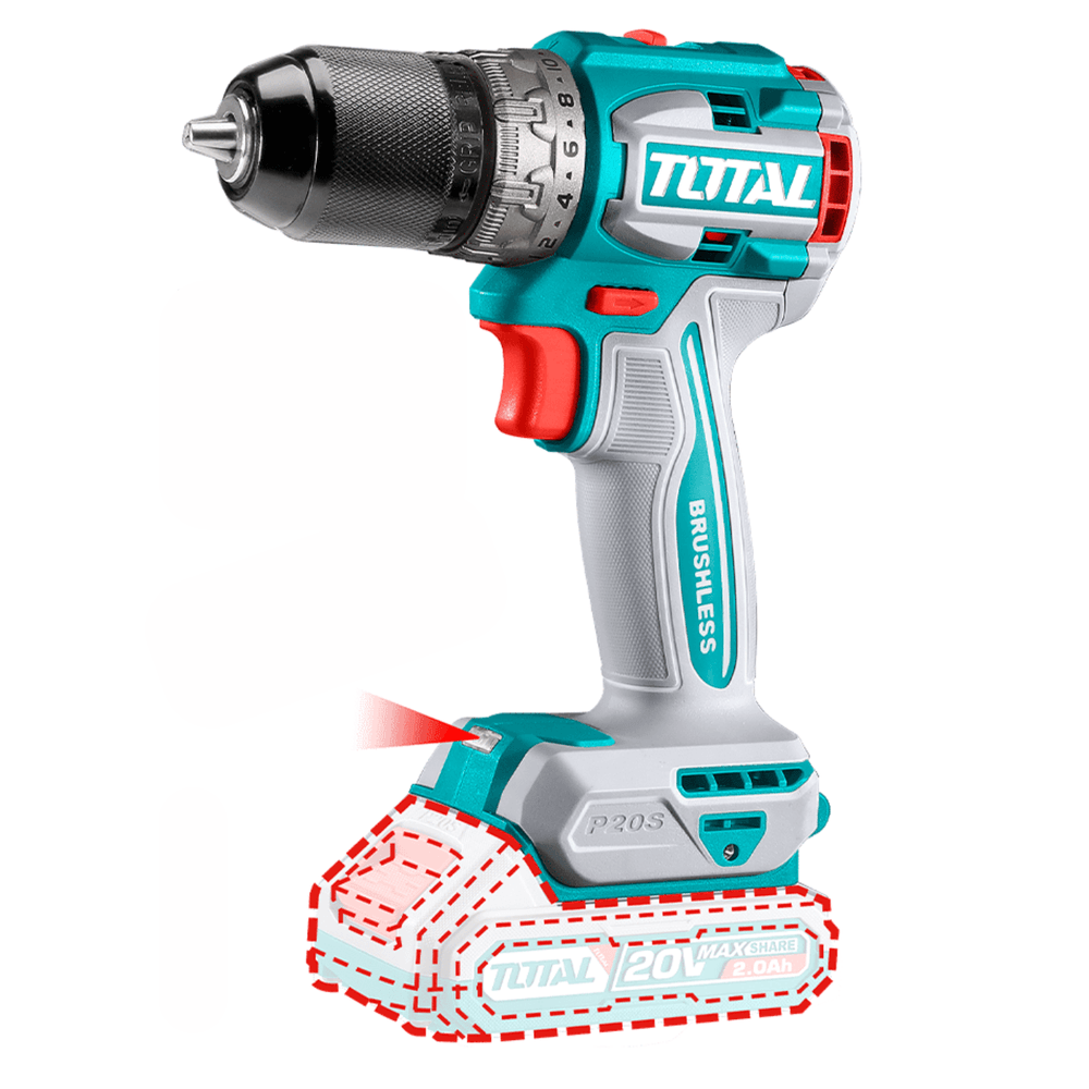 Taladro atornillador chuck metálico 60 Nm 20v Total TDLI20602